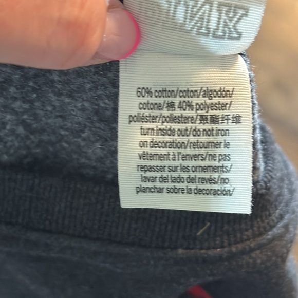 Victorias Secret Gray Sweatshirt Plaid Red Letters Medium M EUC - Picture 6 of 7